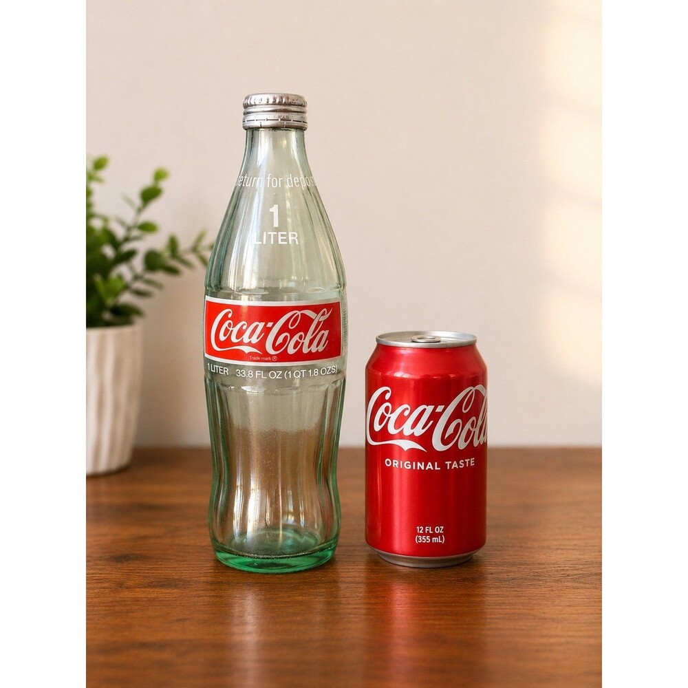 Vintage Coca-Cola 1 Liter Glass Bottle w/ Original Cap 33.8 oz Coke Collectible